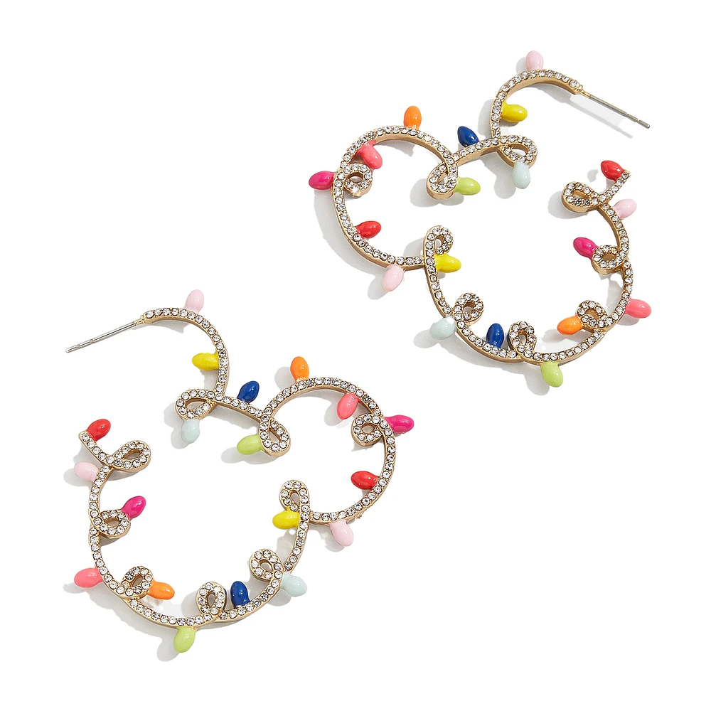 BaubleBar Mickey & Friends Holiday Lights Hoop Earrings