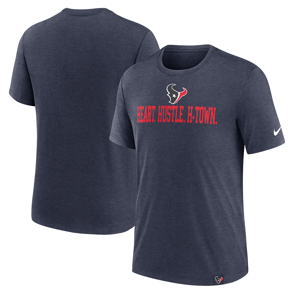 Men's Nike Heather Navy Houston Texans Blitz Tri-Blend T-Shirt