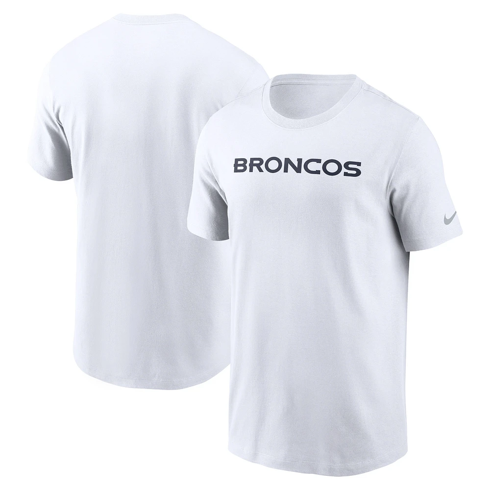 Men's Nike White Denver Broncos Primetime Wordmark Essential T-Shirt