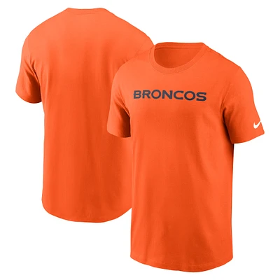 Men's Nike Orange Denver Broncos Primetime Wordmark Essential T-Shirt
