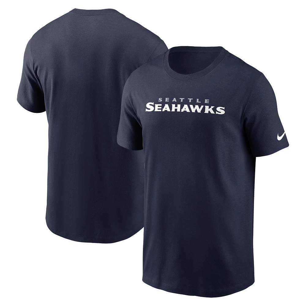 Men's Nike College Navy Seattle Seahawks Primetime Wordmark Essential T-Shirt