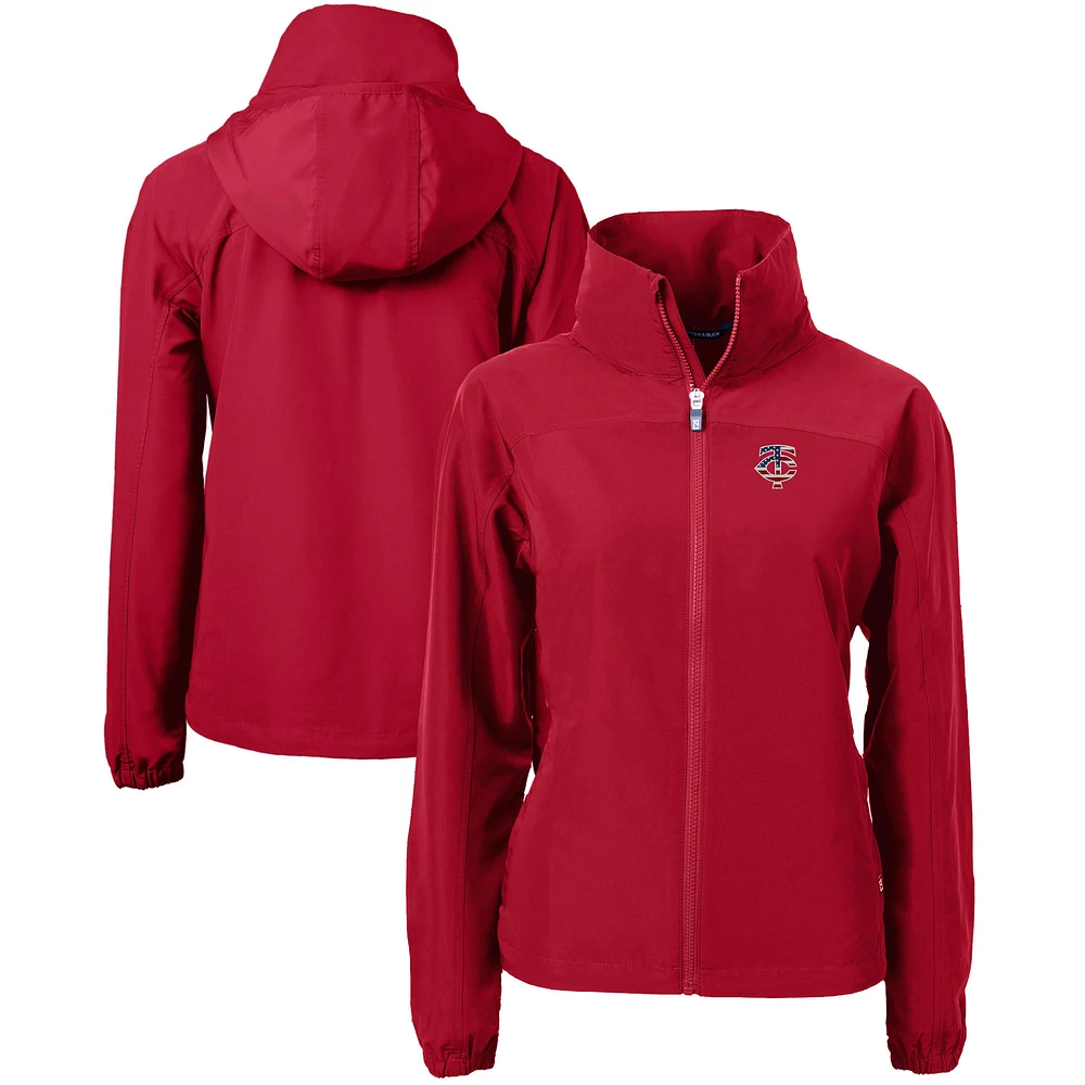 Women's Cutter & Buck Red Minnesota Twins Charter Eco Recycled Full-Zip Jacket