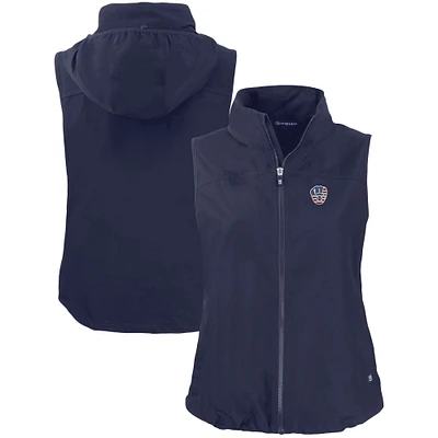 Women's Cutter & Buck Navy Milwaukee Brewers Charter Eco Recycled Full-Zip Vest