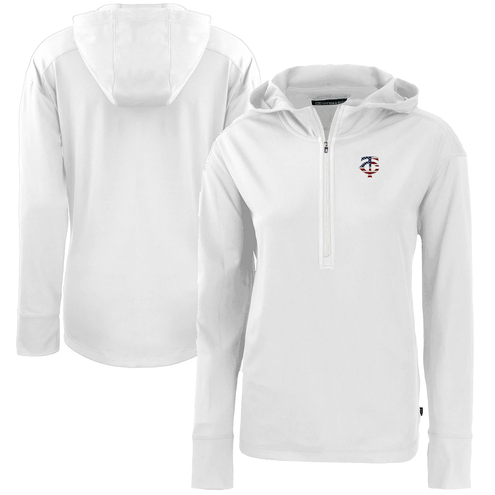 Women's Cutter & Buck Minnesota Twins Daybreak Eco Recycled Half-Zip Hoodie