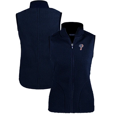 Women's Cutter & Buck Navy Philadelphia Phillies Cascade Eco Sherpa Fleece Full-Zip Vest