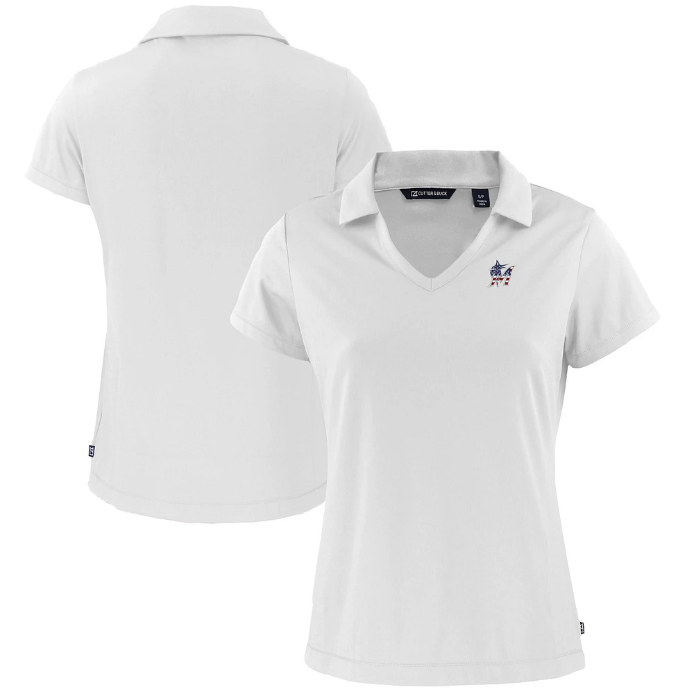 Women's Cutter & Buck White Miami Marlins Daybreak Eco Recycled V-Neck Polo