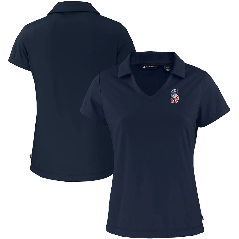 Women's Cutter & Buck Navy Seattle Mariners Daybreak Eco Recycled V-Neck Polo