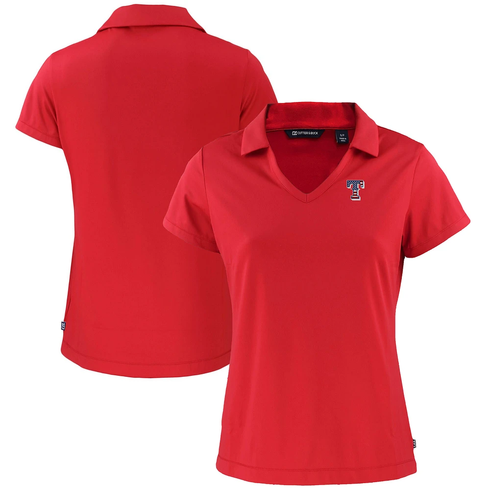 Women's Cutter & Buck Texas Rangers Daybreak Eco Recycled V-Neck Polo