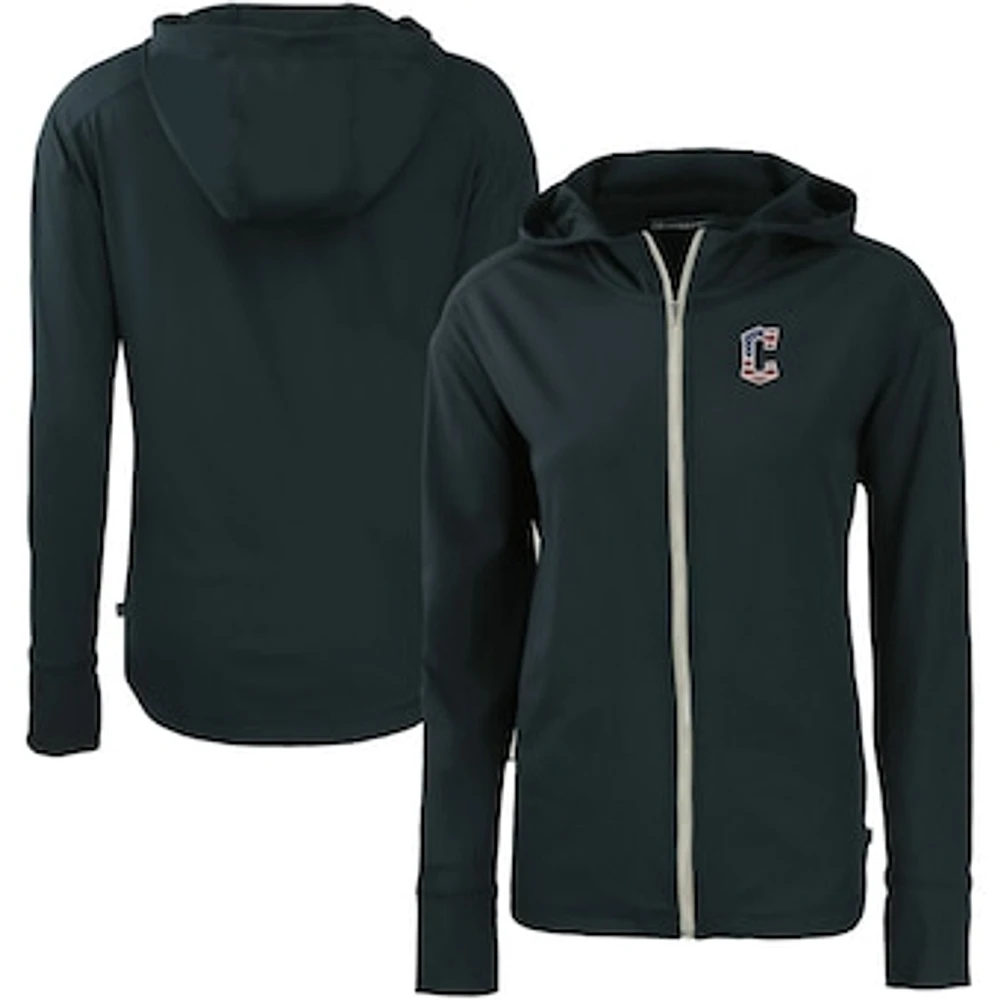 Women's Cutter & Buck Navy Cleveland Guardians Daybreak Eco Recycled Full-Zip Hoodie