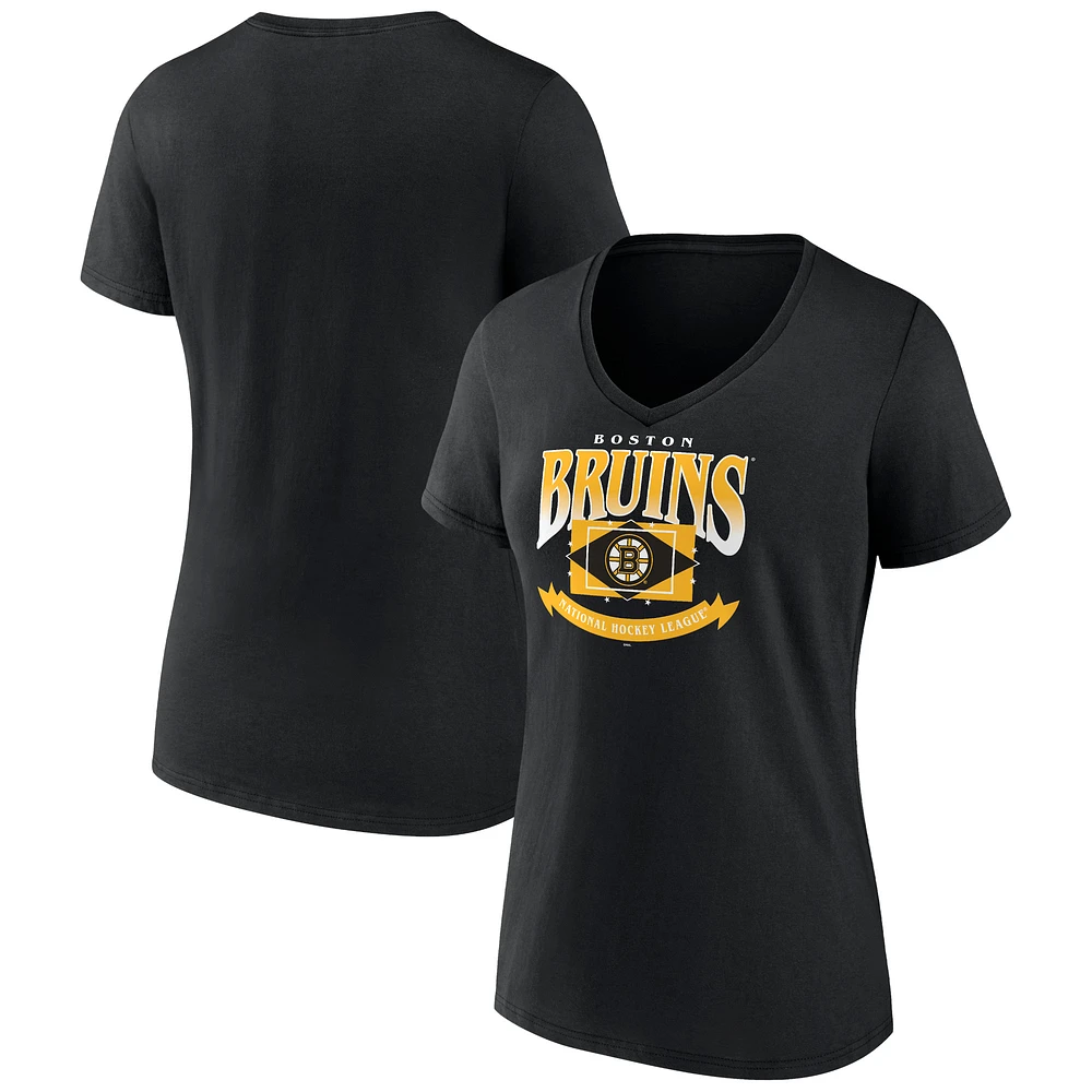Women's Black Boston Bruins Slapshot V-Neck T-Shirt