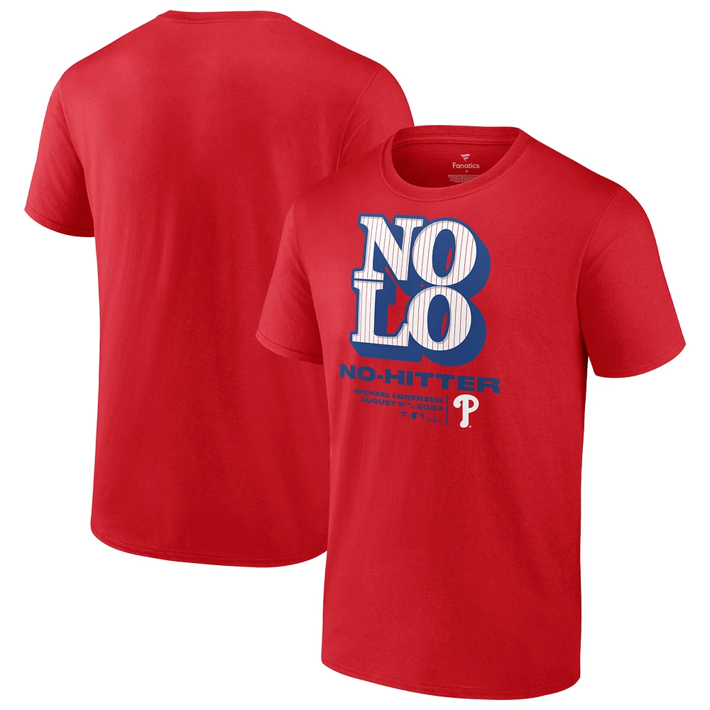 Men's Michael Lorenzen Red Philadelphia Phillies No-Hitter T-Shirt