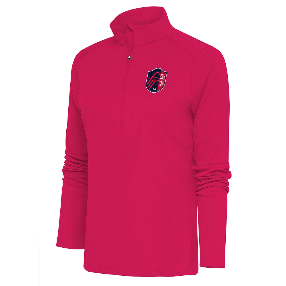 Women's Antigua Red St. Louis City SC Tribute Half-Zip Pullover Top