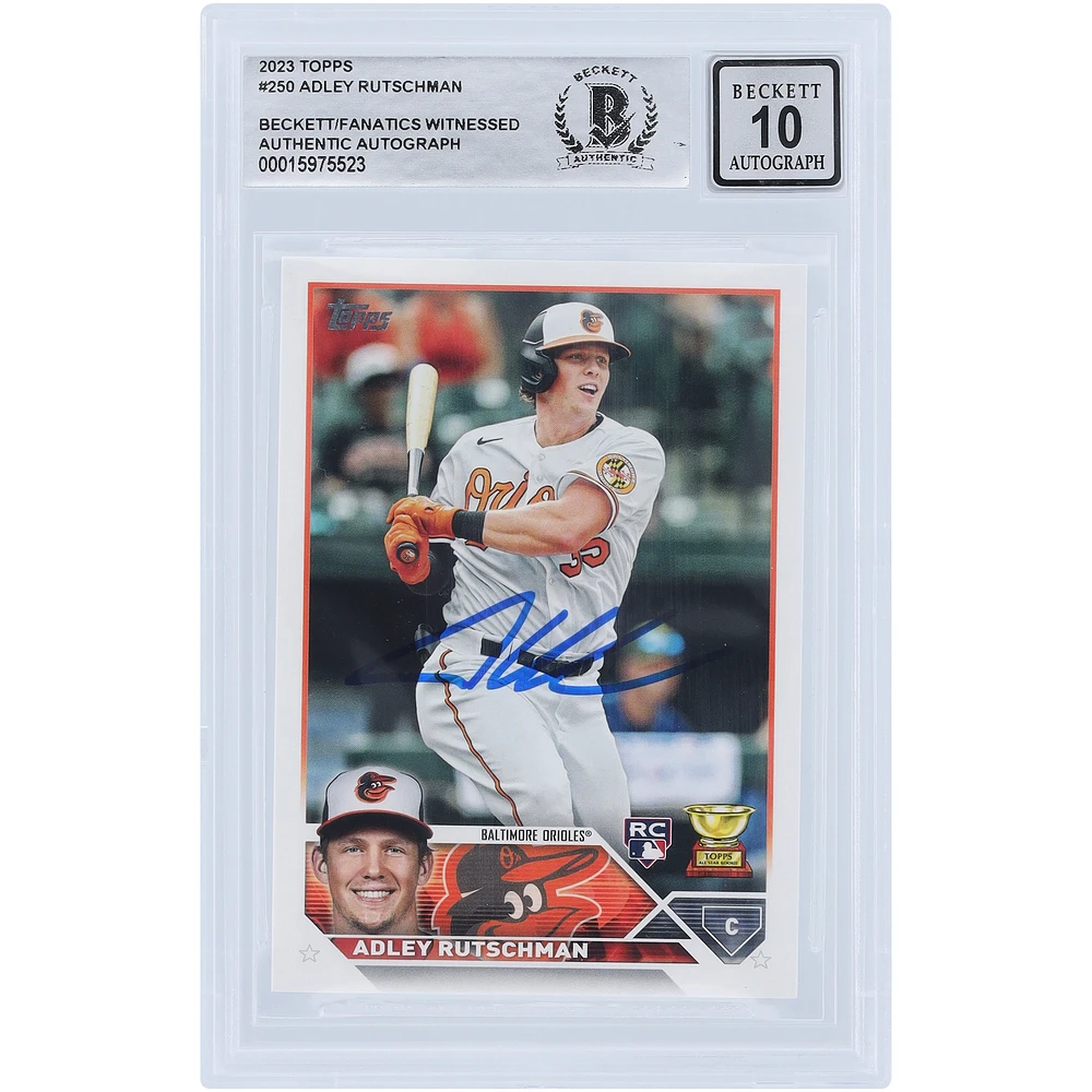 Adley Rutschman Baltimore Orioles Autographed 2023 Topps Series 1 #250 Beckett Fanatics Witnessed Authenticated 10 Rookie Card