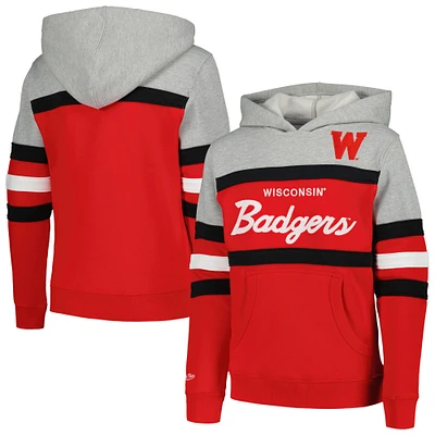 Youth Mitchell & Ness Red Wisconsin Badgers Head Coach Hoodie