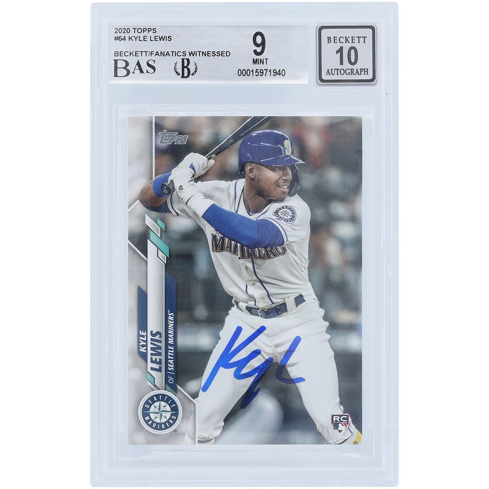 Kyle Lewis Seattle Mariners Autographed 2020 Topps Series 1 #64 Beckett Fanatics Witnessed Authenticated 9/10 Rookie Card