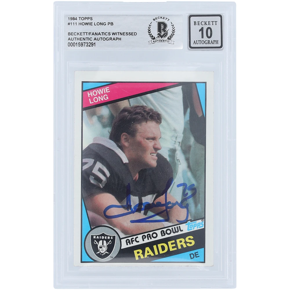 Howie Long Oakland Raiders Autographed 1984 Topps Series 1 #111 Beckett Fanatics Witnessed Authenticated 10 Rookie Card