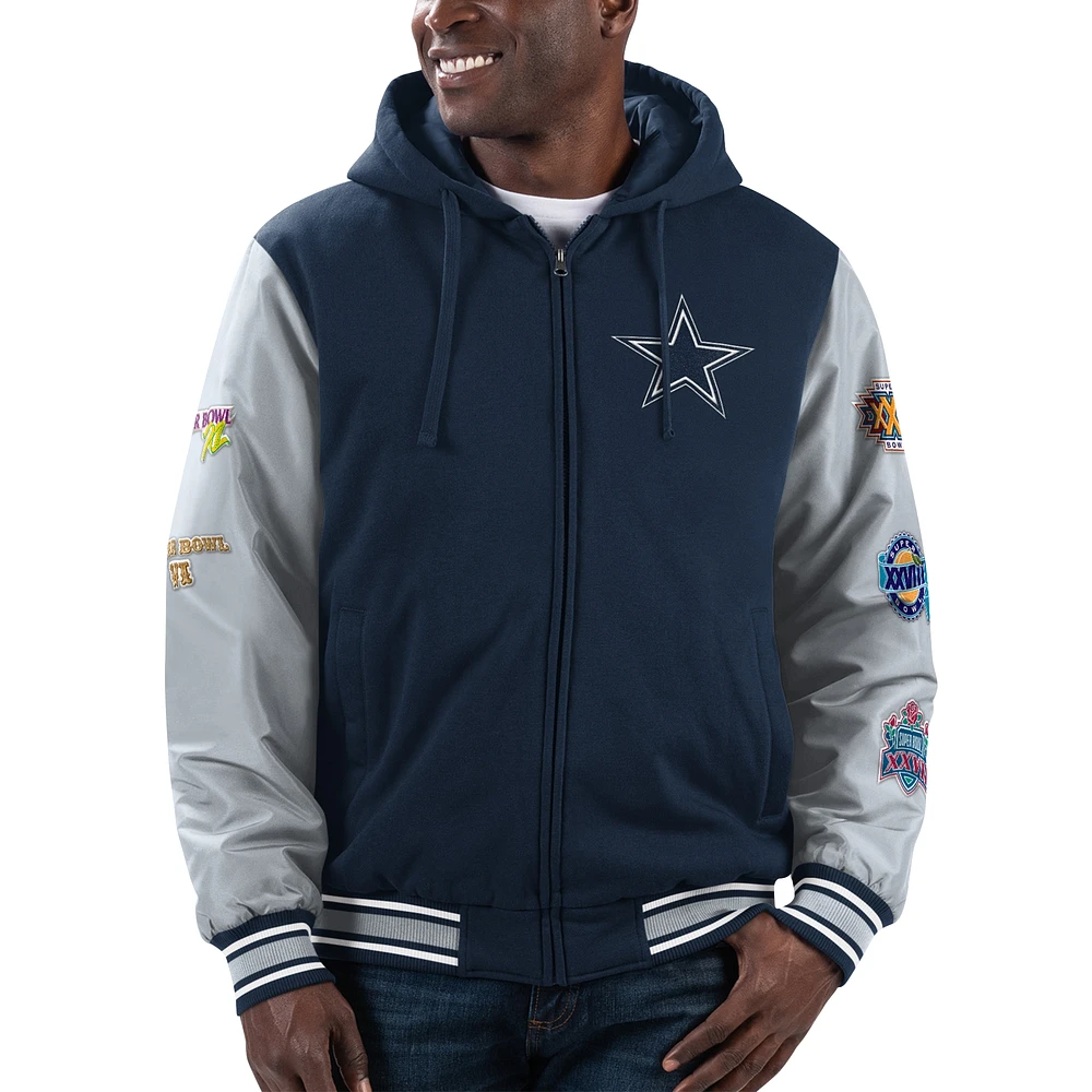 Men's G-III Extreme Navy Dallas Cowboys Player Option 5x Super Bowl Champions Full-Zip Hoodie