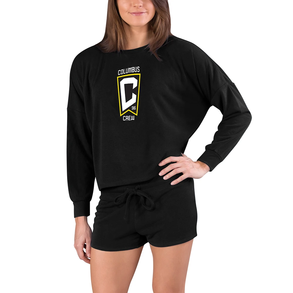 Women's Concepts Sport Black Columbus Crew Gather Long Sleeve Top & Shorts Set