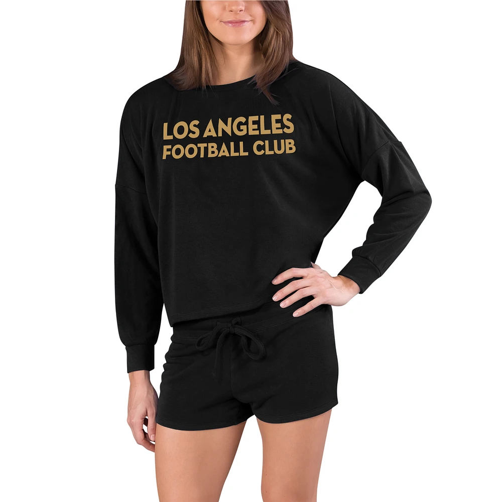 Women's Concepts Sport Black LAFC Gather Long Sleeve Top & Shorts Set