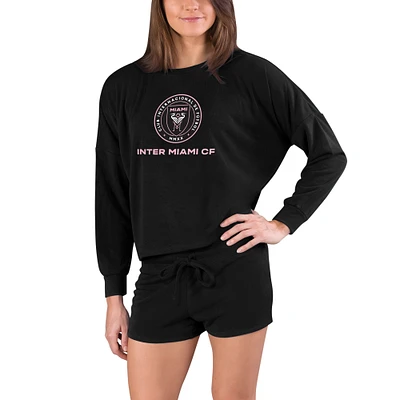 Women's Concepts Sport Black Inter Miami CF Gather Long Sleeve Top & Shorts Set