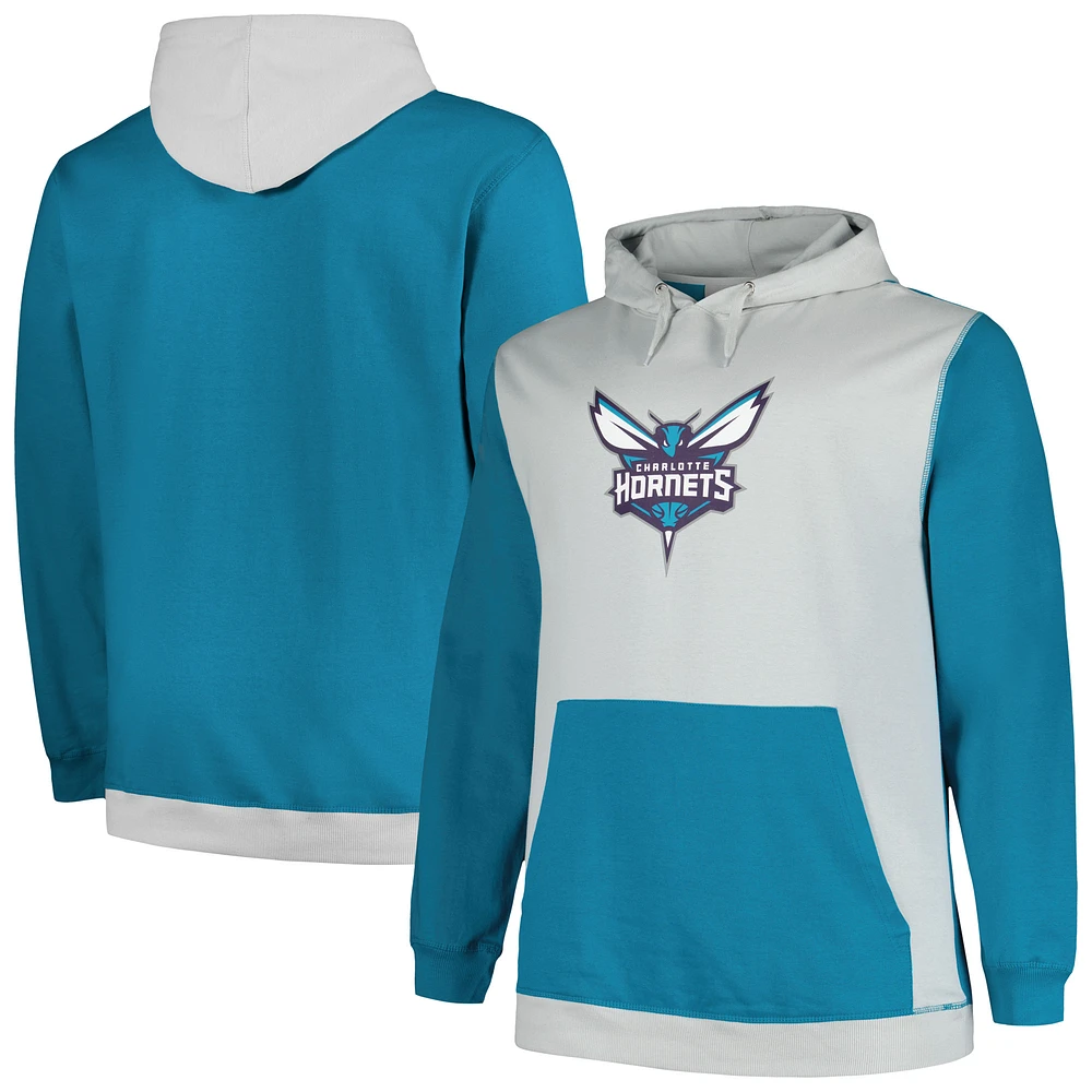 Men's Fanatics Teal/Silver New Orleans Hornets Big & Tall Primary Arctic Pullover Hoodie