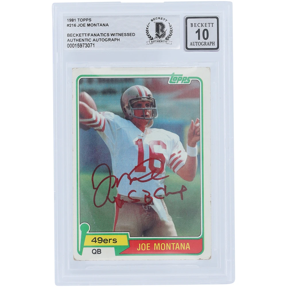 Joe Montana San Francisco 49ers Autographed 1980 Topps Series 1 Red Ink #216 Beckett Fanatics Witnessed Authenticated 10 Rookie Card with "4X SB Champ" Inscription