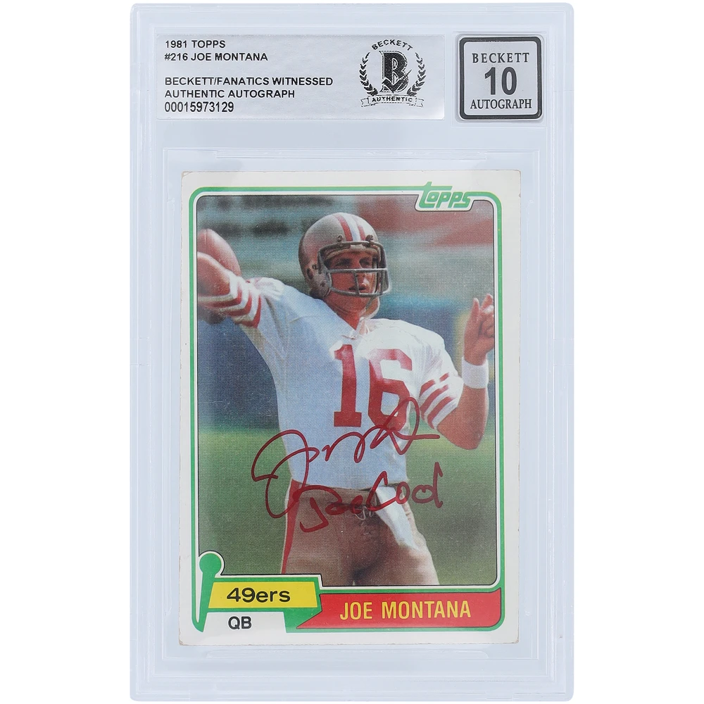Joe Montana San Francisco 49ers Autographed 1980 Topps Series 1 Red Ink #216 Beckett Fanatics Witnessed Authenticated 10 Rookie Card with "Joe Cool" Inscription