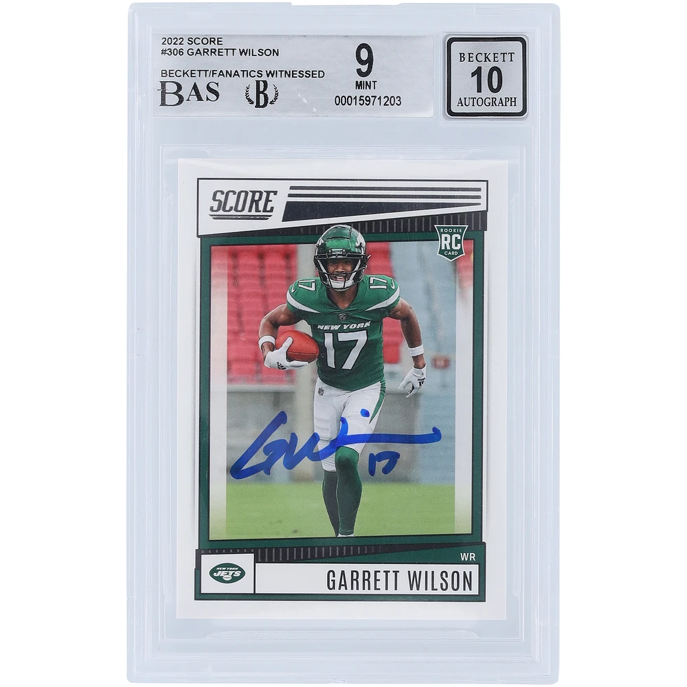 Garrett Wilson New York Jets Autographed 2022 Panini Score #306 Beckett Fanatics Witnessed Authenticated 9/10 Rookie Card