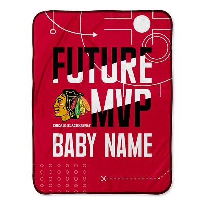 Chad & Jake Chicago Blackhawks 30" x 40" Personalized Baby Blanket
