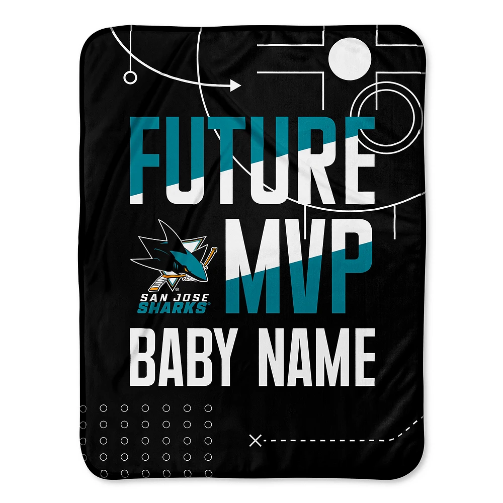 Chad & Jake San Jose Sharks 30" x 40" Personalized Baby Blanket