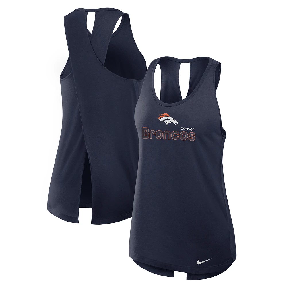 Women's Nike Navy Denver Broncos Crossback Performance Tank Top