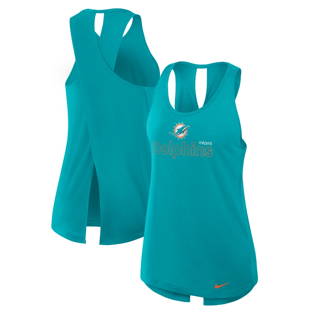 Women's Nike Aqua Miami Dolphins Crossback Performance Tank Top