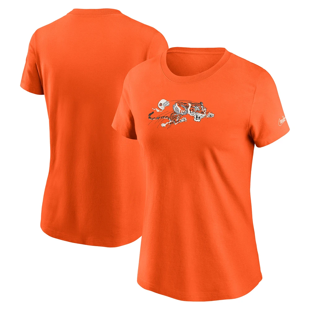 Women's Nike Orange Cincinnati Bengals Throwback Primary Logo T-Shirt