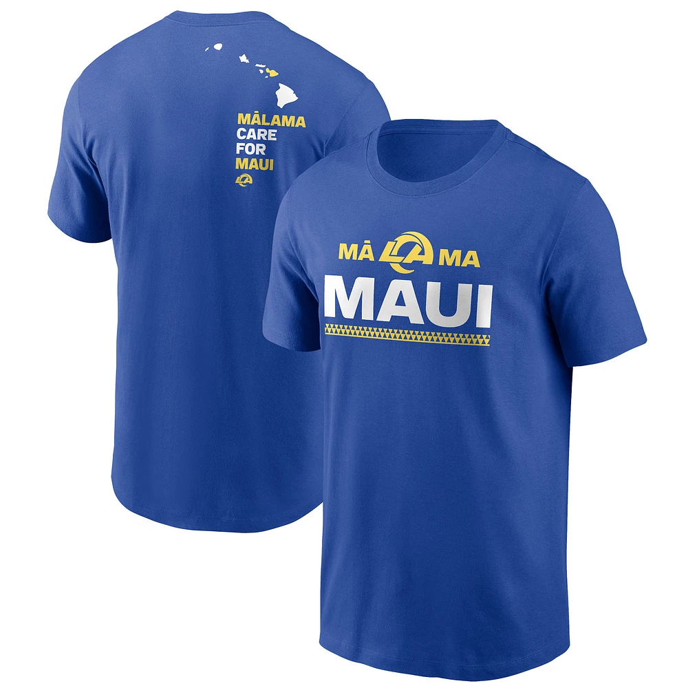 Men's Nike Royal Los Angeles Rams x Maui Relief T-Shirt