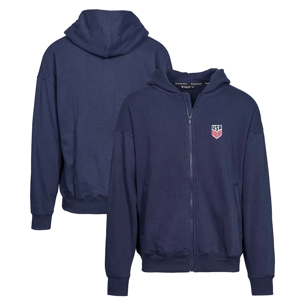Men's Levelwear Navy USMNT Uphill Full-Zip Hoodie