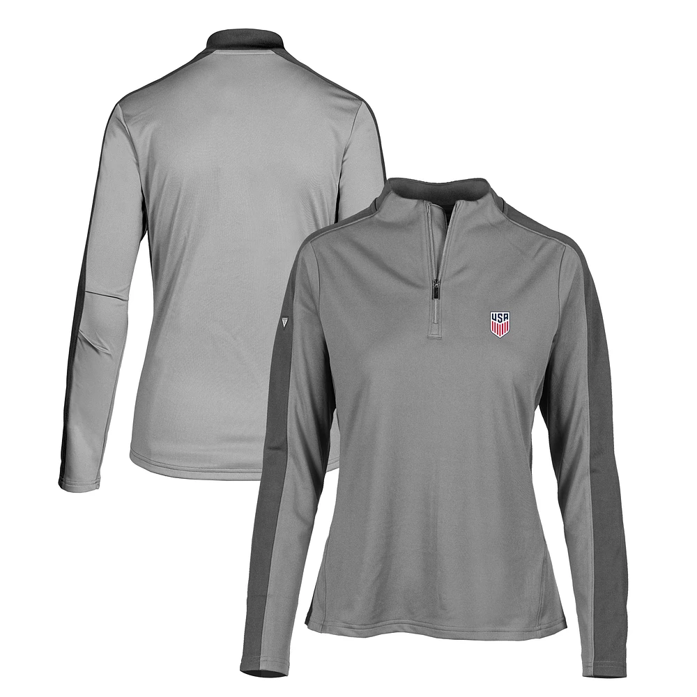 Women's Levelwear Gray USMNT Quarter-Zip Pullover