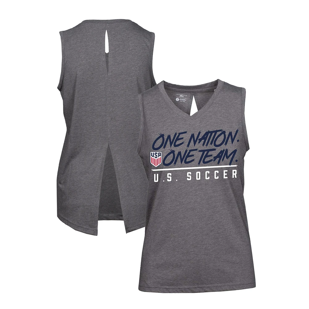 Women's Levelwear Heather Gray USMNT Paisley Chase V-Neck Tank Top
