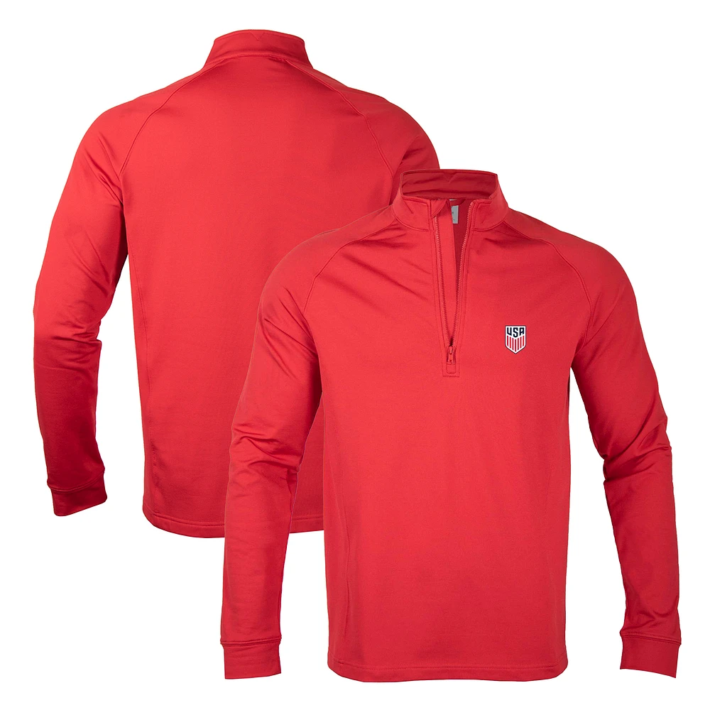 Men's Levelwear Red USMNT Calibre Quarter-Zip Pullover Top