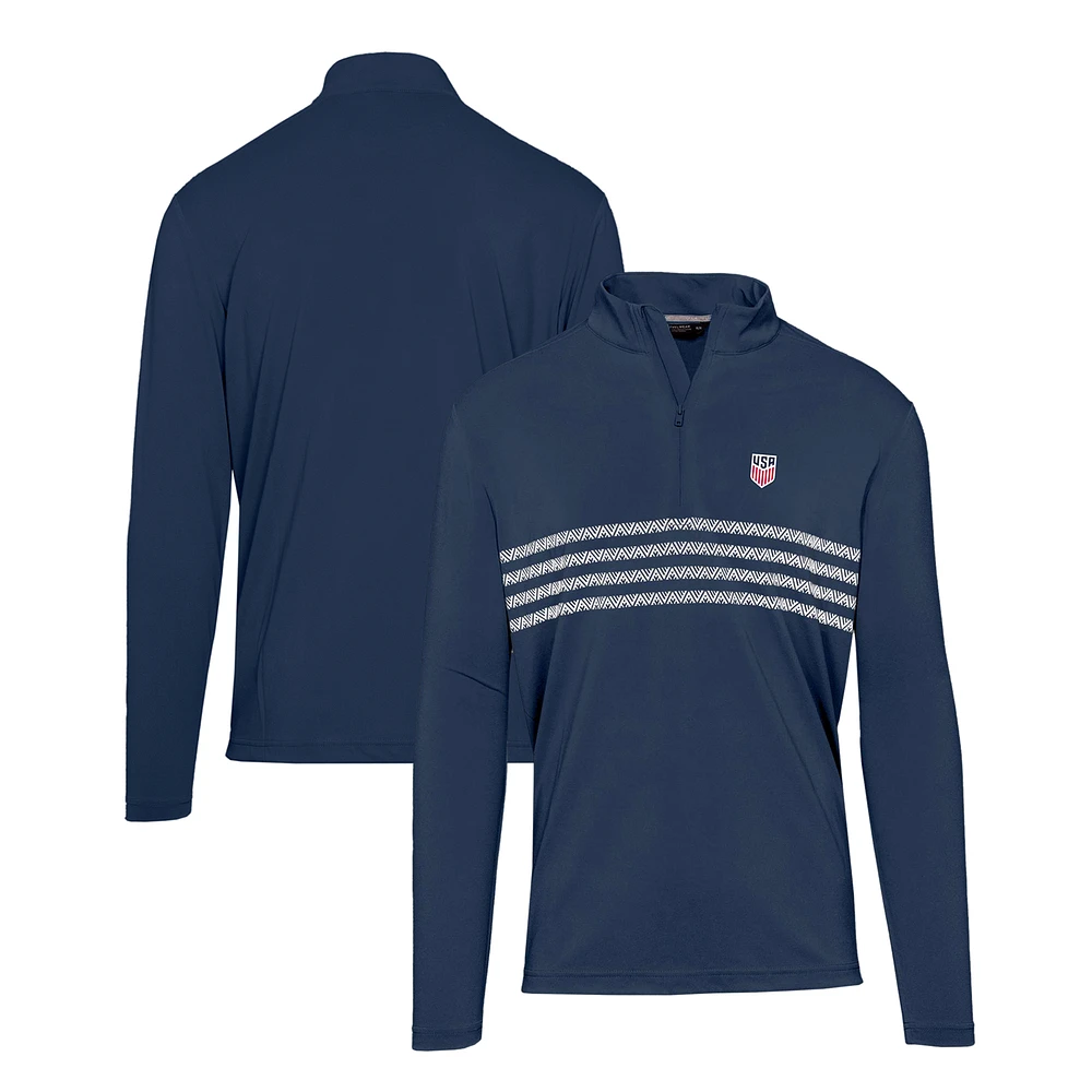 Men's Levelwear Navy USMNT Quarter-Zip Pullover Top