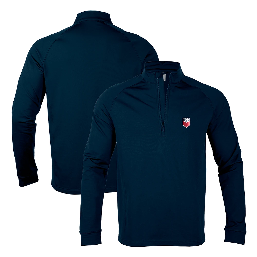 Men's Levelwear Navy USMNT Calibre Quarter-Zip Pullover Top