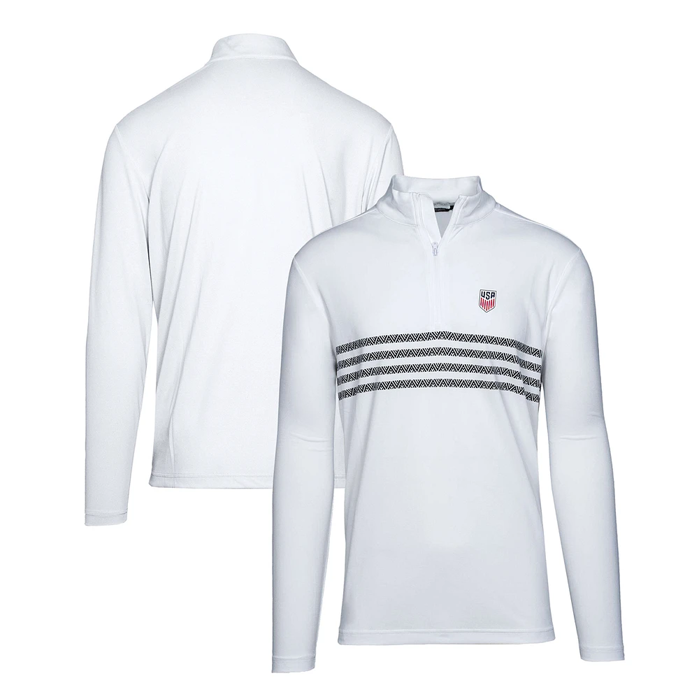 Men's Levelwear White USMNT Quarter-Zip Pullover Top