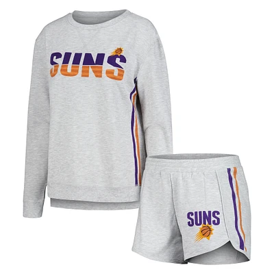 Women's Concepts Sport Gray Phoenix Suns Cedar Long Sleeve Top & Shorts Sleep Set