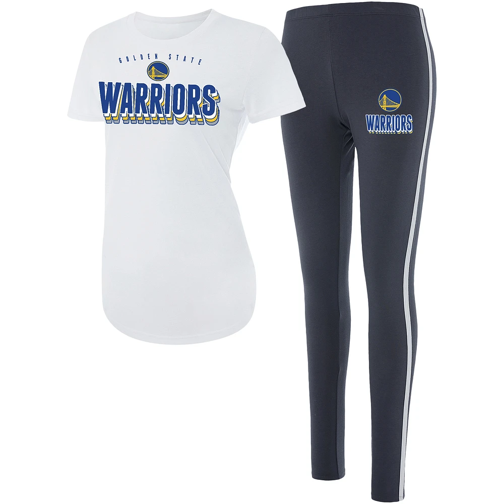 Women's Concepts Sport White/Charcoal Golden State Warriors Sonata Top & Leggings Sleep Set