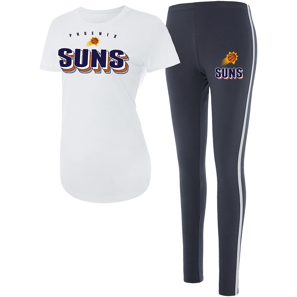 Women's Concepts Sport White/Charcoal Phoenix Suns Sonata Top & Leggings Sleep Set