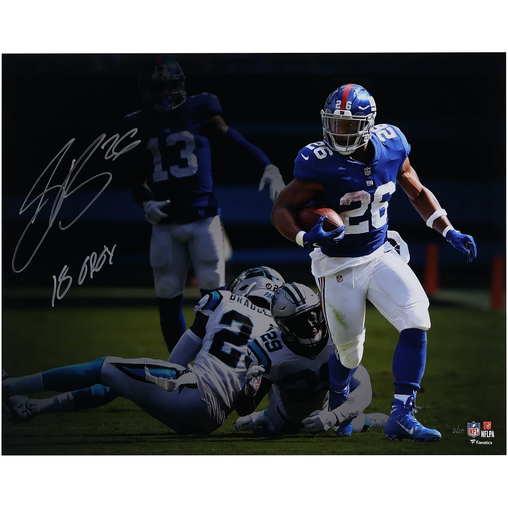 Limited Edition of 10: Saquon Barkley New York Giants Autographed Photo with Inscription
