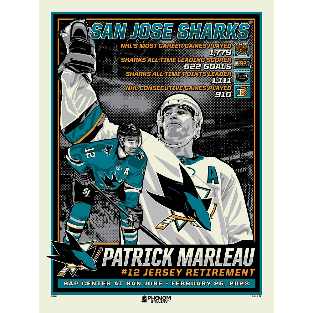 Phenom Gallery Patrick Marleau San Jose Sharks 18" x 24" Serigraph Print