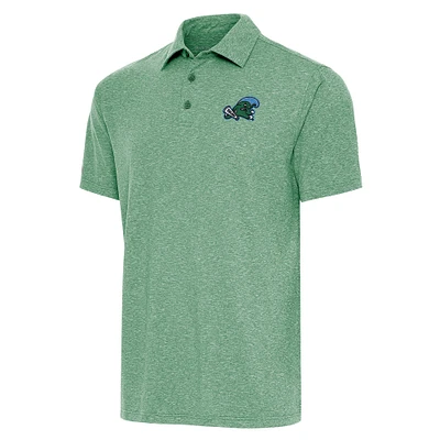 Men's Antigua Heather Green Tulane Wave Par 3 Polo