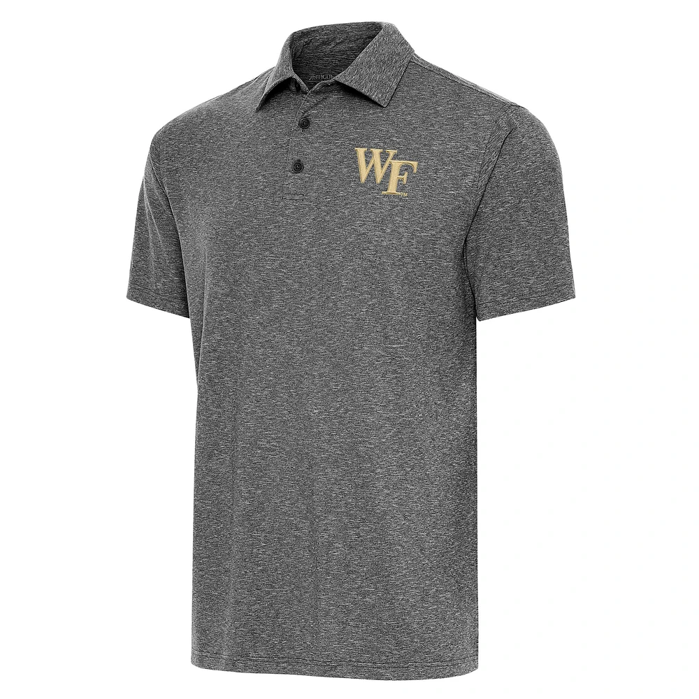 Men's Antigua Heather Black Wake Forest Demon Deacons Par 3 Polo