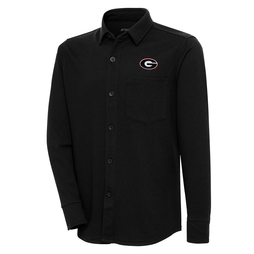 Men's Antigua Black Georgia Bulldogs Steamer Button-Up Shacket