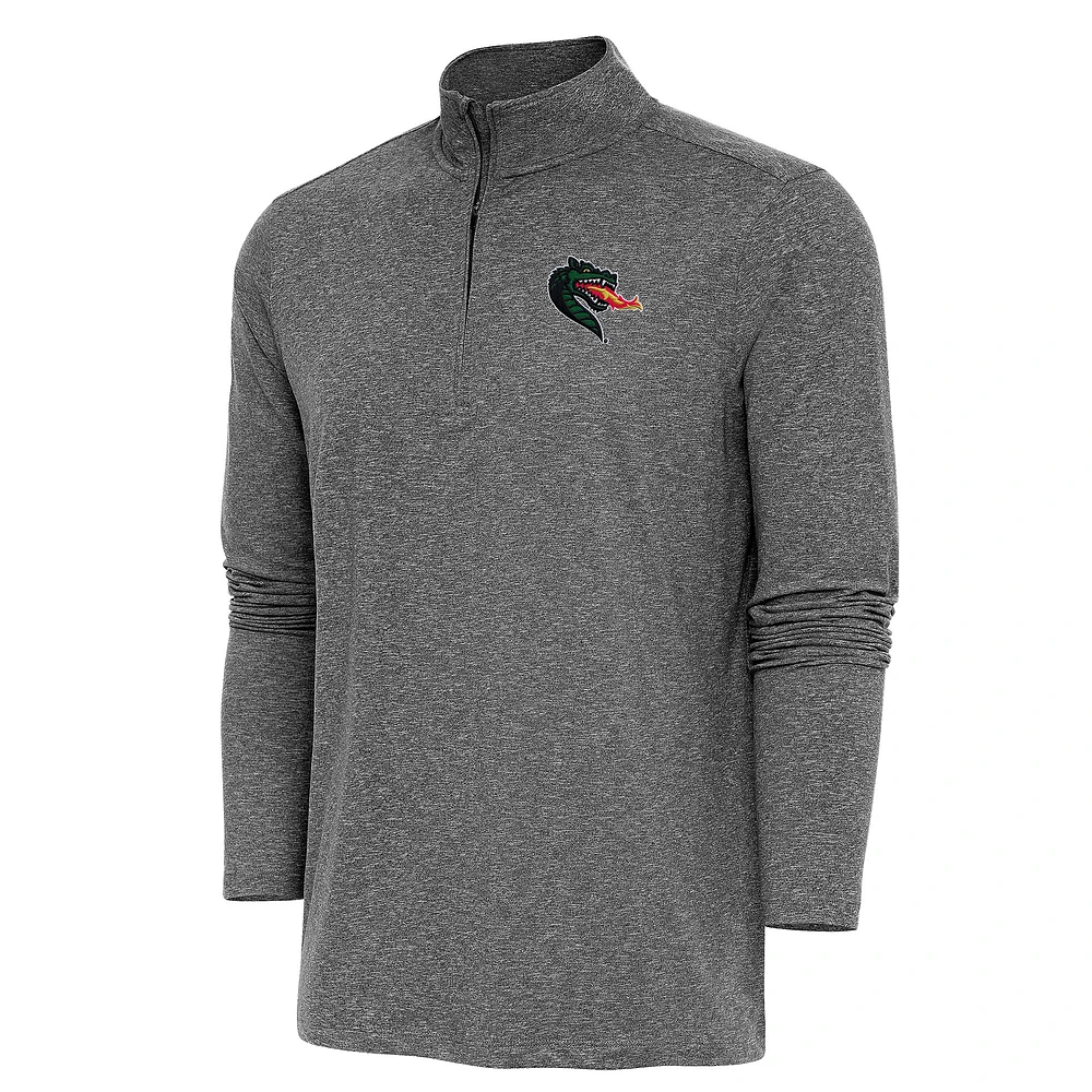 Men's Antigua Heather Black UAB Blazers Hunk Quarter-Zip Pullover Top